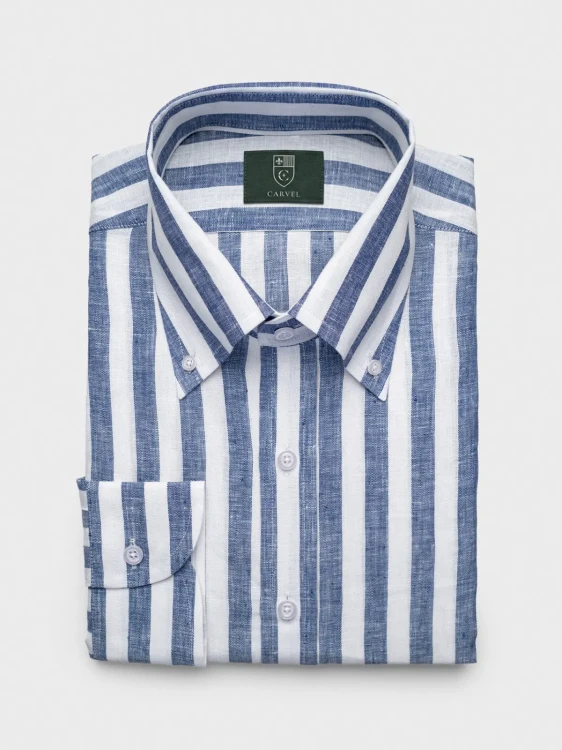 koszula-lniana-paski-button-down-bialo-granatowa-1.webp